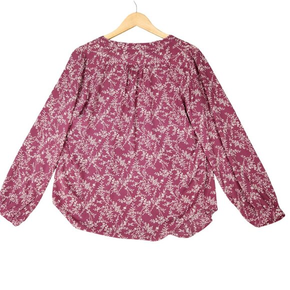 Fun2Fun Women's Rose Colored Floral Long Sleeve Blouse M - Picture 7 of 8